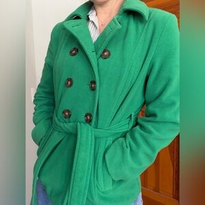 Green Double-Breasted Women's Coat